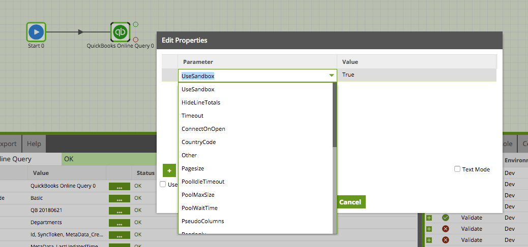 QuickBooks Query in Matillion ETL for Amazon Redshift - connection options