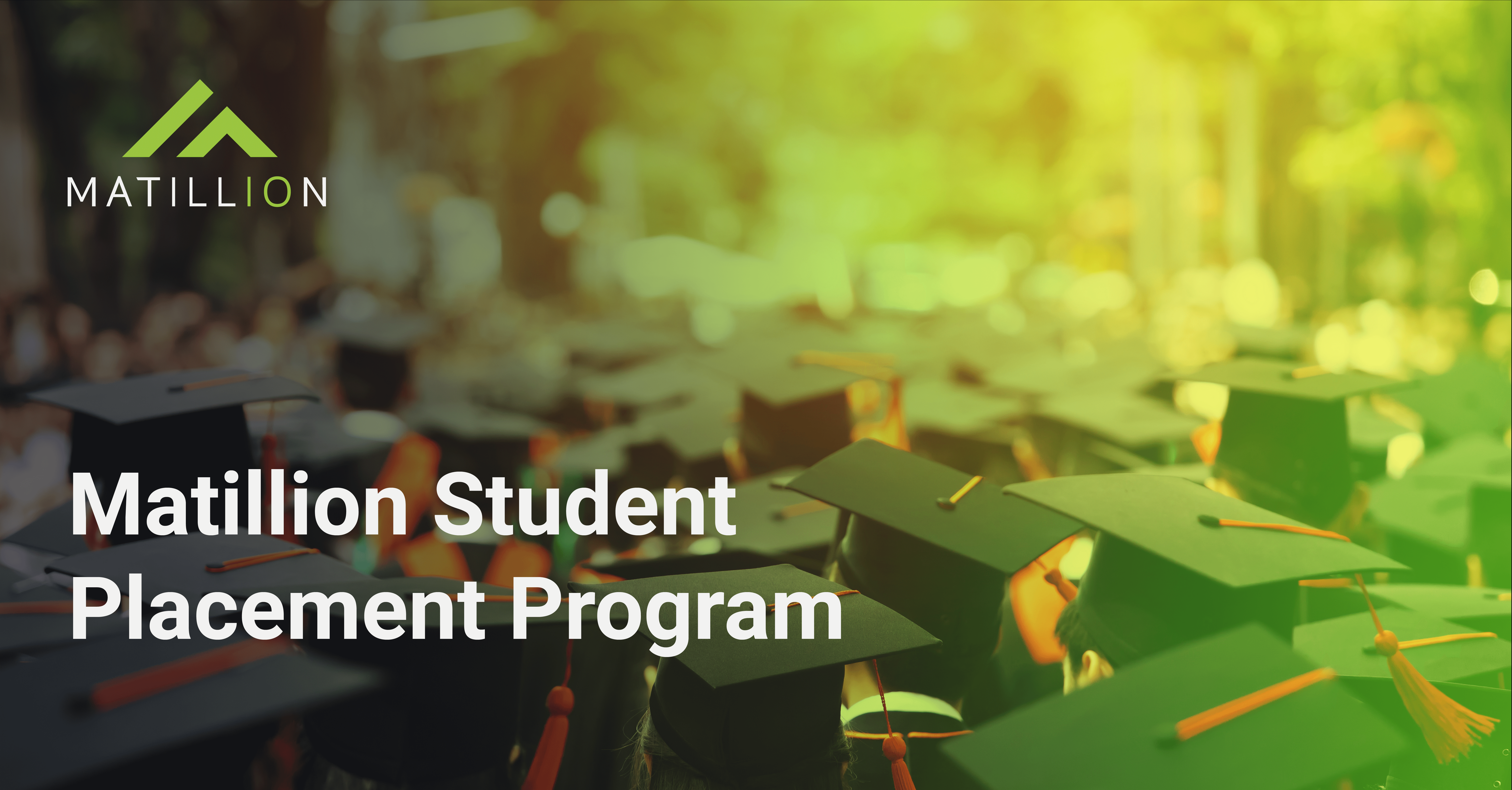 This is an image for the Matillion Student Placement Program. It shows several college graduates in cap and gown .